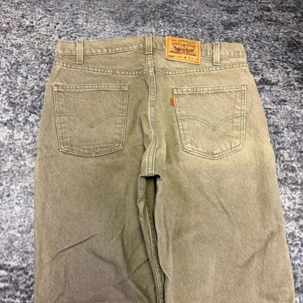 VTG Levi's 550 Orange Tab Jeans Relaxed Fit Mens 34x32 Tan 90s Made In USA